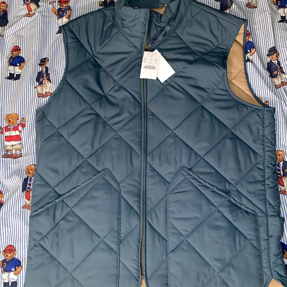 J. Crew Quilted Vest in Slate Blue